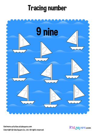 Tracing number 9 nine boats