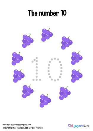 Tracing number 10 grapes
