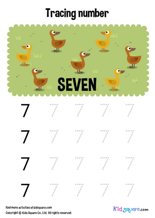 Tracing number seven ducks