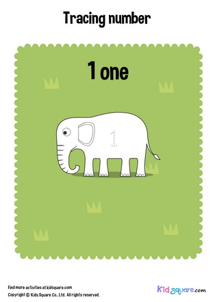 Tracing number 1 one elephant