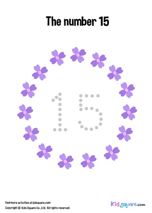 Tracing number 15 flowers