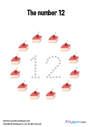 Tracing number 12 cakes