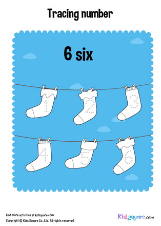 Tracing number 6 six socks
