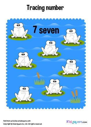 Tracing number 7 (seven frogs)