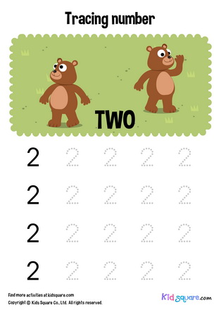 Tracing number two bears