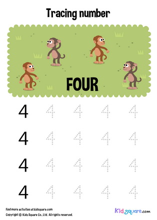 Tracing number four monkeys