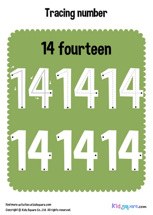 Tracing number 14 fourteen 1