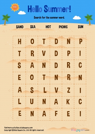 Hello Summer - Word Search