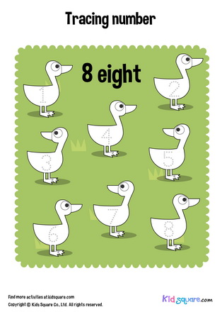 Tracing number 8 eight ducks
