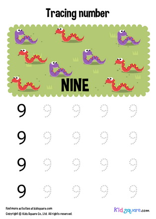 Tracing number nine snakes