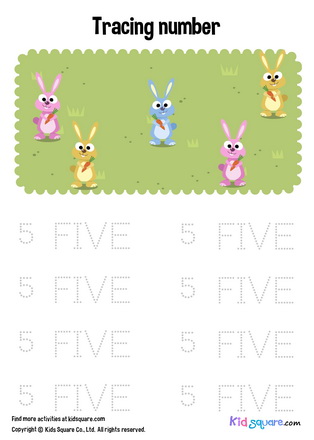 Tracing number 5 rabbits