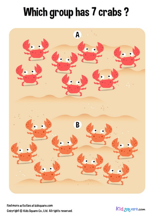 Which group has 7 crabs?