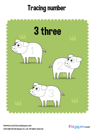 Tracing number (3 pigs)